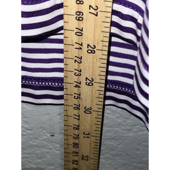 RLX Ralph Lauren Polo Shirt Mens L Purple White Striped Performance Golf Stretch - Picture 6 of 7